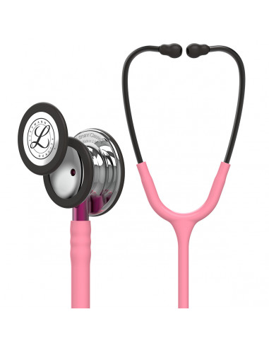 Stetoskop Littmann Classic III 5962 zrcalni naprsni del, biserno roza cev, roza steblo in slušalke v barvi dima, 69 cm