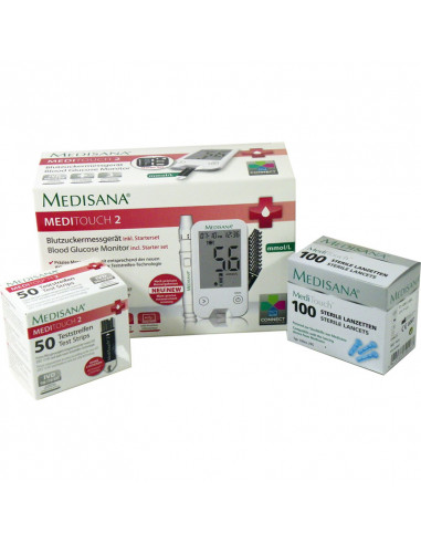 Medisana MediTouch2 Confezione iniziale per misuratore di glucosio nel sangue Plus