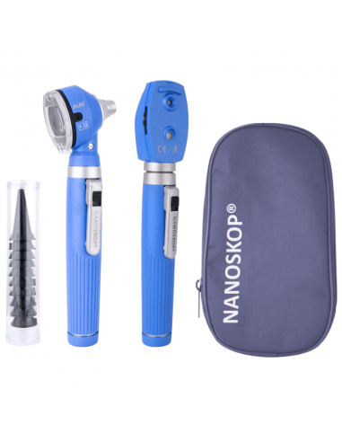 Nanoskop FO LED Otoscope & Ophthalmoscope set blue