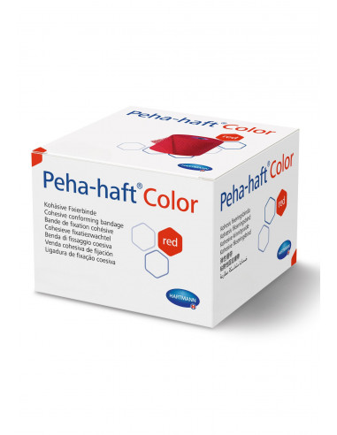 Peha-haft Color rood fixatiezwachtel 20 m x 10 cm