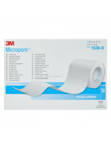 3M Micropore adhesive plaster 1.3 cm x 9.1 m 24 pieces