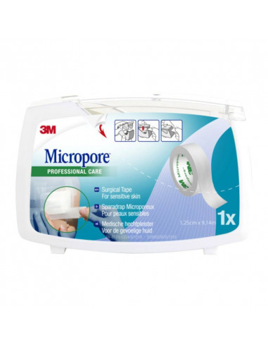 3M Micropore klæbende gips 1,25 cm x 9,1 m 1 rulle