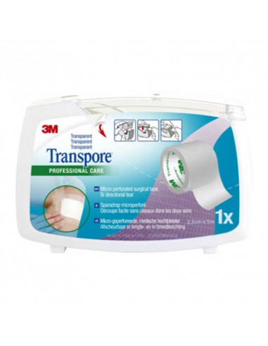 3M Transpore Klebepflaster 2,5 cm x 9,1 m 1 Rolle