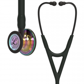 Littmann Cardiology IV Stetoskop, Błyszcząca Tęcza głowa, Сzarny Rurka, czarny beczka i czarny opaska 27 cali, 6240