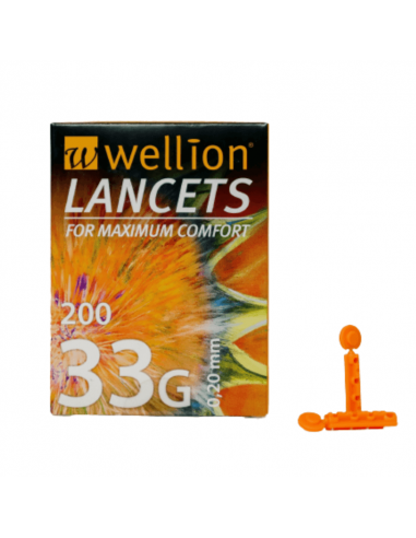 Lancetas Wellion 33G 200 piezas