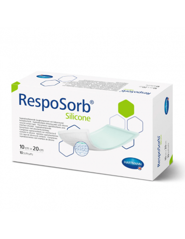 Resposorb Silikone absorberende bandage 10 x 20 cm 10 stk