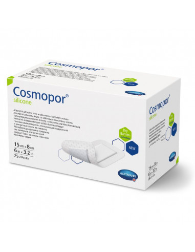 Cosmopor Silikone ø-gips/sårbandage steril 15 x 8 cm 25 stk.