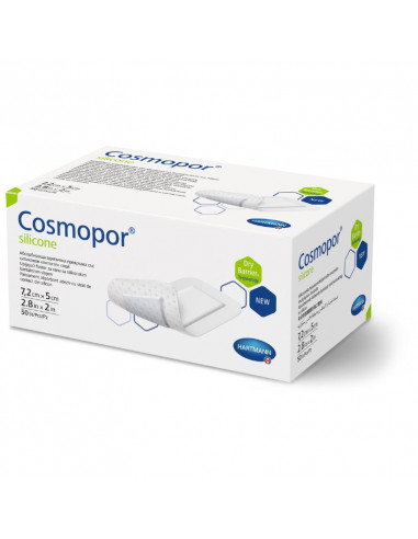 Cosmopor Silicone island plaster wound dressing sterile 7.2 x 5 cm 50 pieces