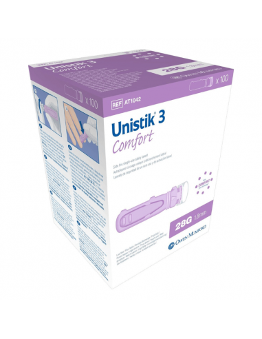 Unistik 3 Comfort lancetas de seguridad 100 piezas