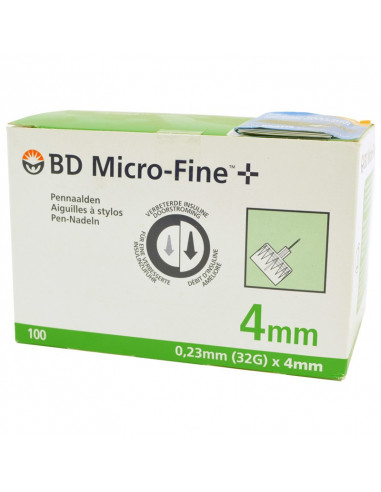 BD Microfine + agulhas de caneta de parede fina de 4 mm 100 peças