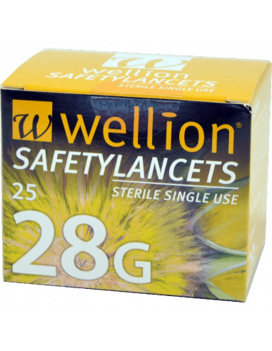 Wellion 28G säkerhetslansetter 25 delar