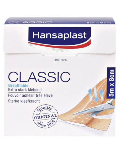 Hansaplast Pleister rol Classic 5 m x 8 cm - www.ehbo-centrum.nl