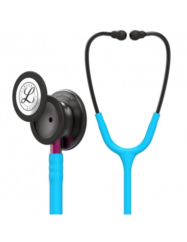 Estetoscópio Littmann Classic III 5872 Tubo turquesa, acabamento fumê - Haste rosa