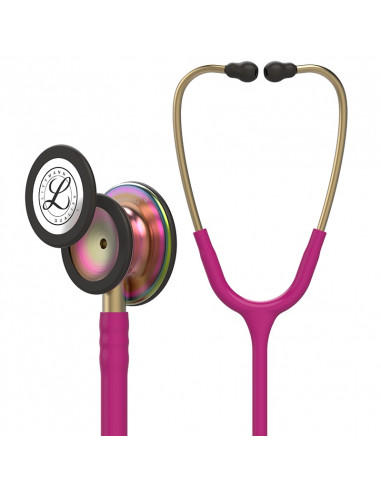 Littmann Classic III Stethoscoop 5806 Special Edition borststuk in regenboog afwerking Framboosroze Slang