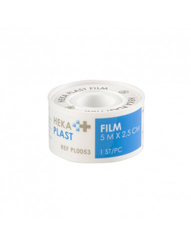 HEKA film hechtpleister PE tape 5 m x 2,5 cm niet steriel 12St.
