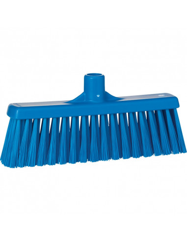 Vikan Hygiene 3166-3 veger met rechte nek, medium vezels, blauw, 310mm