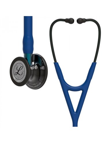 Littmann Cardiology IV Stetoskop, bröststycke med rökfinish, marinblå slang, blått skaft och svart headset, 6202